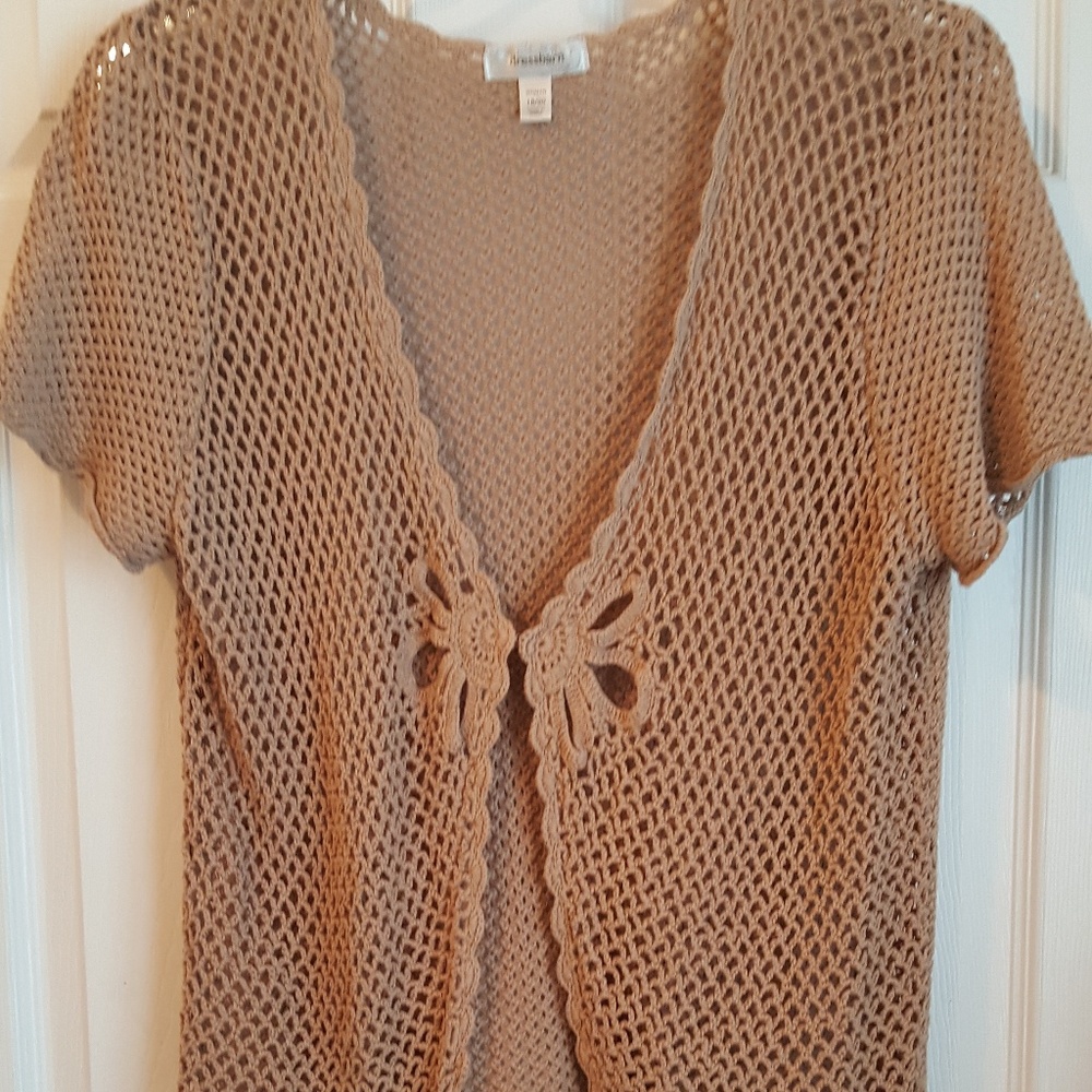 dressbarn Crochet Short-Sleeve Sweater
